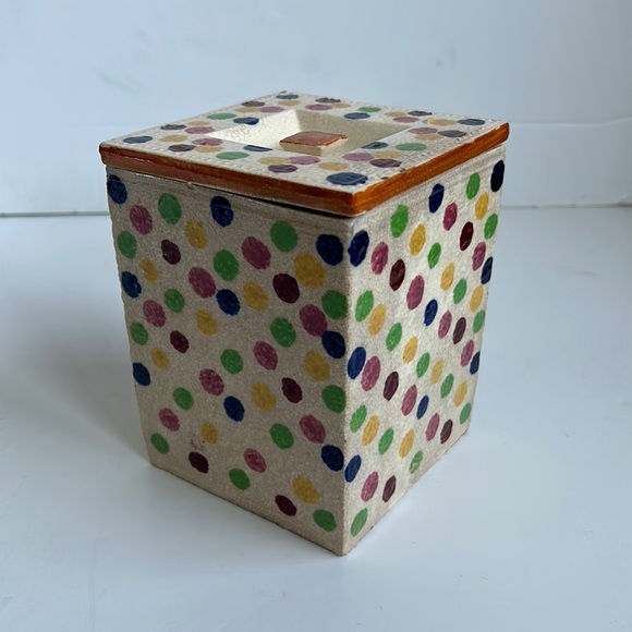 Vintage Revelation Japan cream polka dot rectangular canister w lid cookie jar - Picture 1 of 16